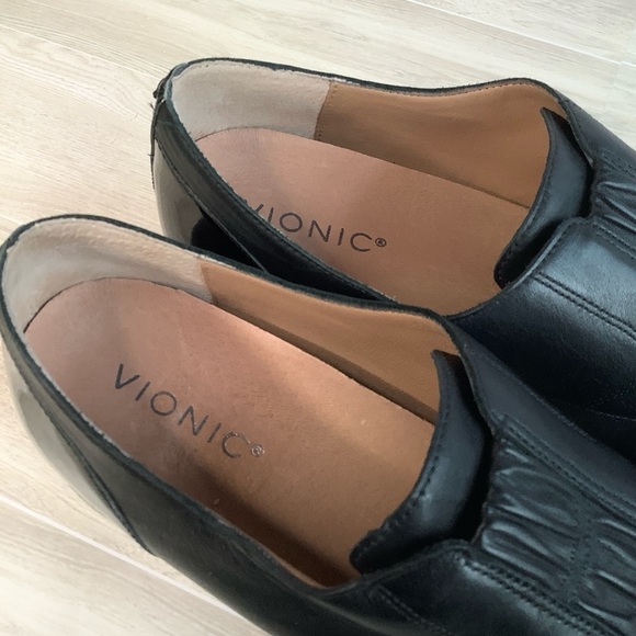 VIONIC Black Leather Loafer Jayla Slip-On Oxford Flats Academia Preppy Women 9.5 - Picture 9 of 15